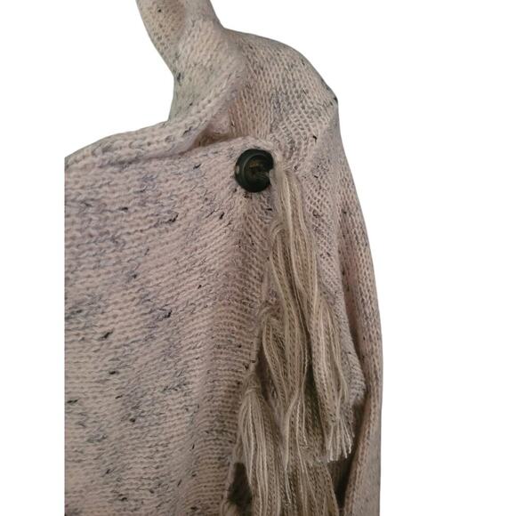 Shawl Womens Cream With Black Fringe Edge Sz M/LG - Picture 2 of 7